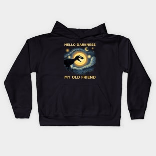 Hello Darkness My Old Friend Funny T-rex Dinosaur Solar Eclipse Kids Hoodie